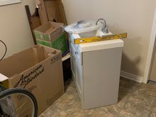 The pile of parts is down to this, the toilet and the vanity 