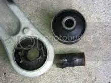 You can install Moog problem solvers like in the first photo or solid bushings like in the second photo 