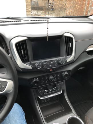 The HAVC , shift buttons and infotainment centre