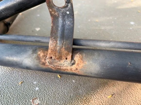 There must be a small pinhole in the rusty area.