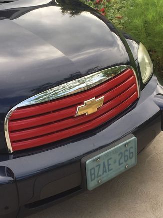 But the grille is supposed to be red, not the fenders bumper and hood