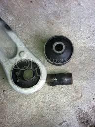 You can install Moog problem solvers like in the first photo or solid bushings like in the second photo 