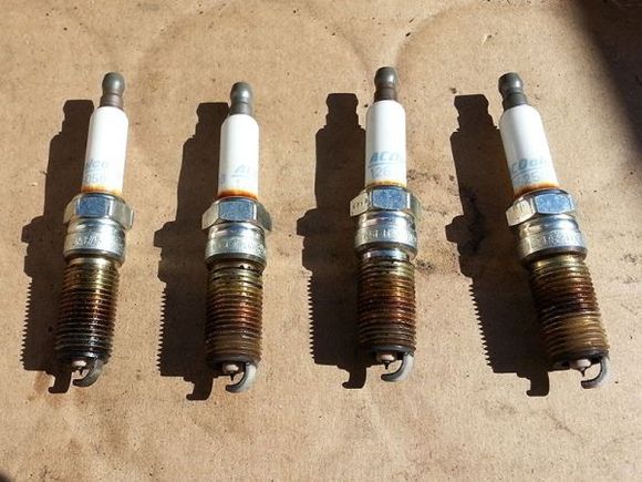 See the centre electrodes how they are small , these plugs had 105,000 miles on them , routine maintenance 