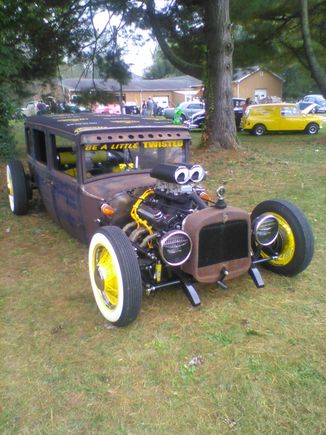 Rat Rod has right hand drive. My little yellow mini panel in the background