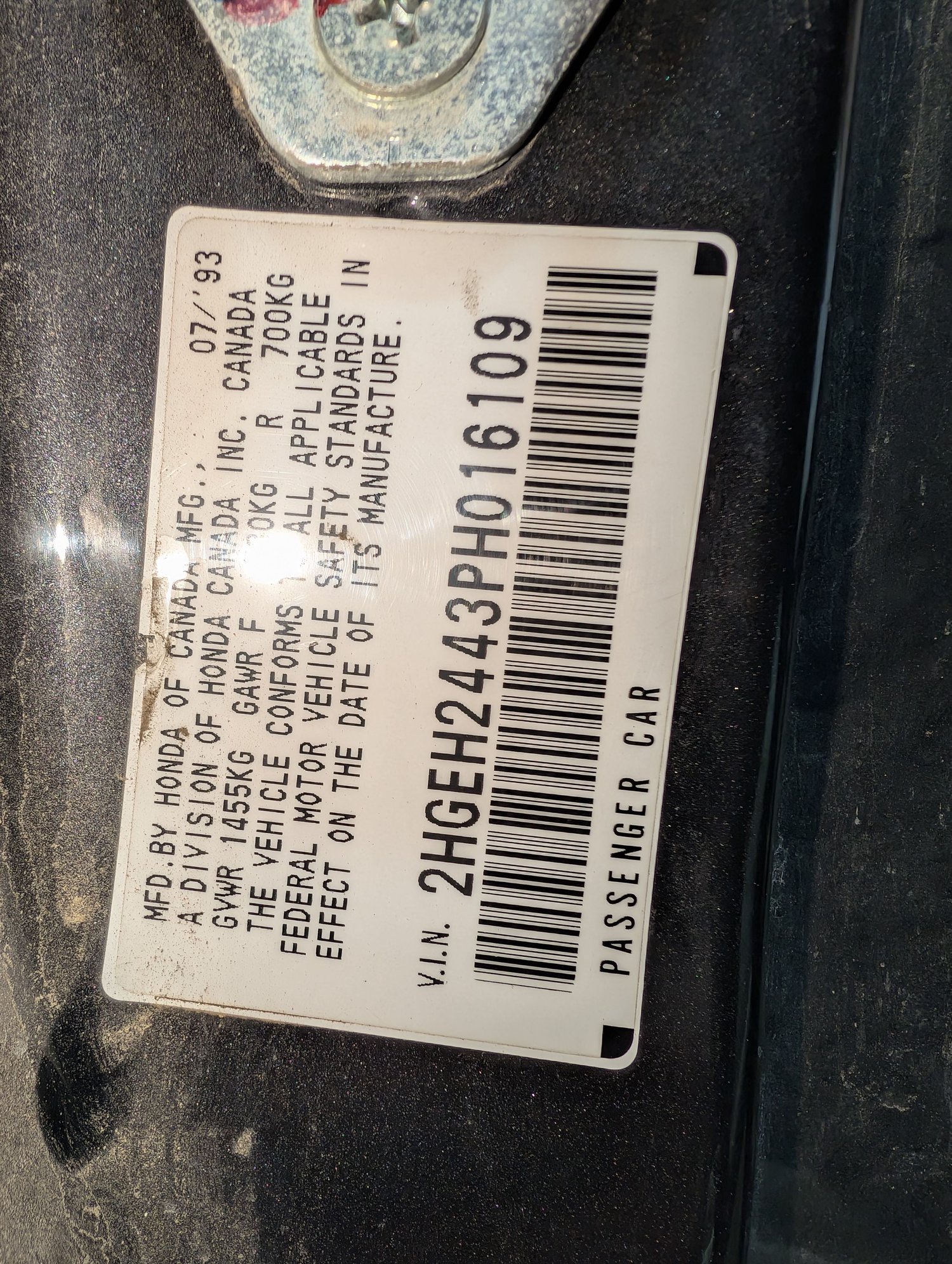 Vin card in door jam 