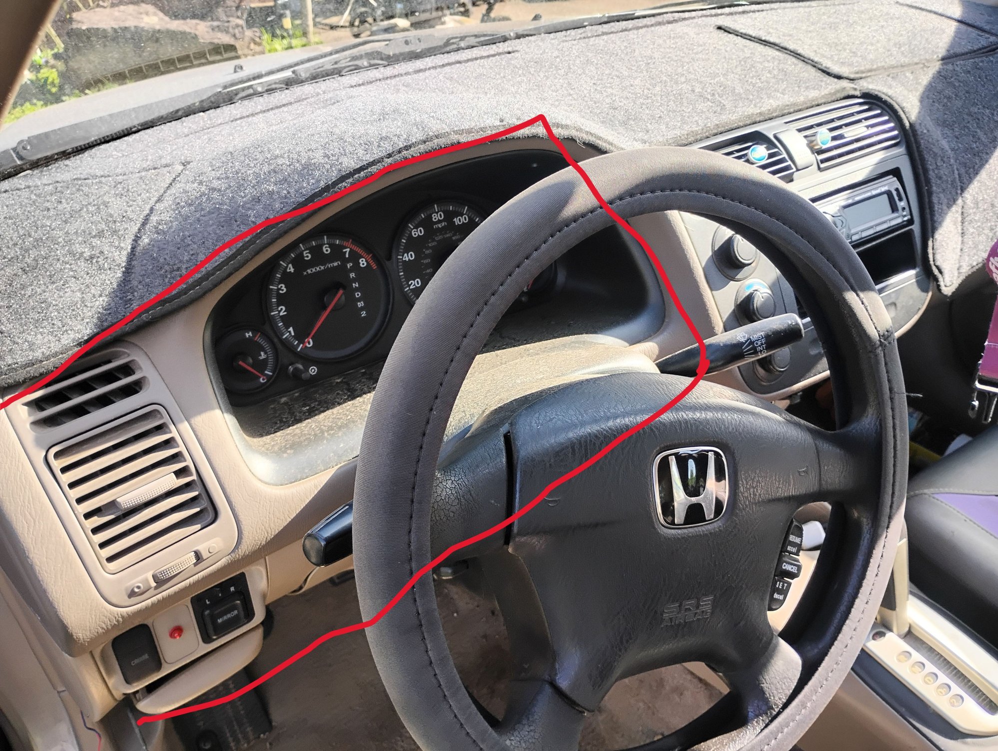 I outlined the area (in red) that was exposed to the rain for the couple of hours that it rained steadily and heavily that day. 