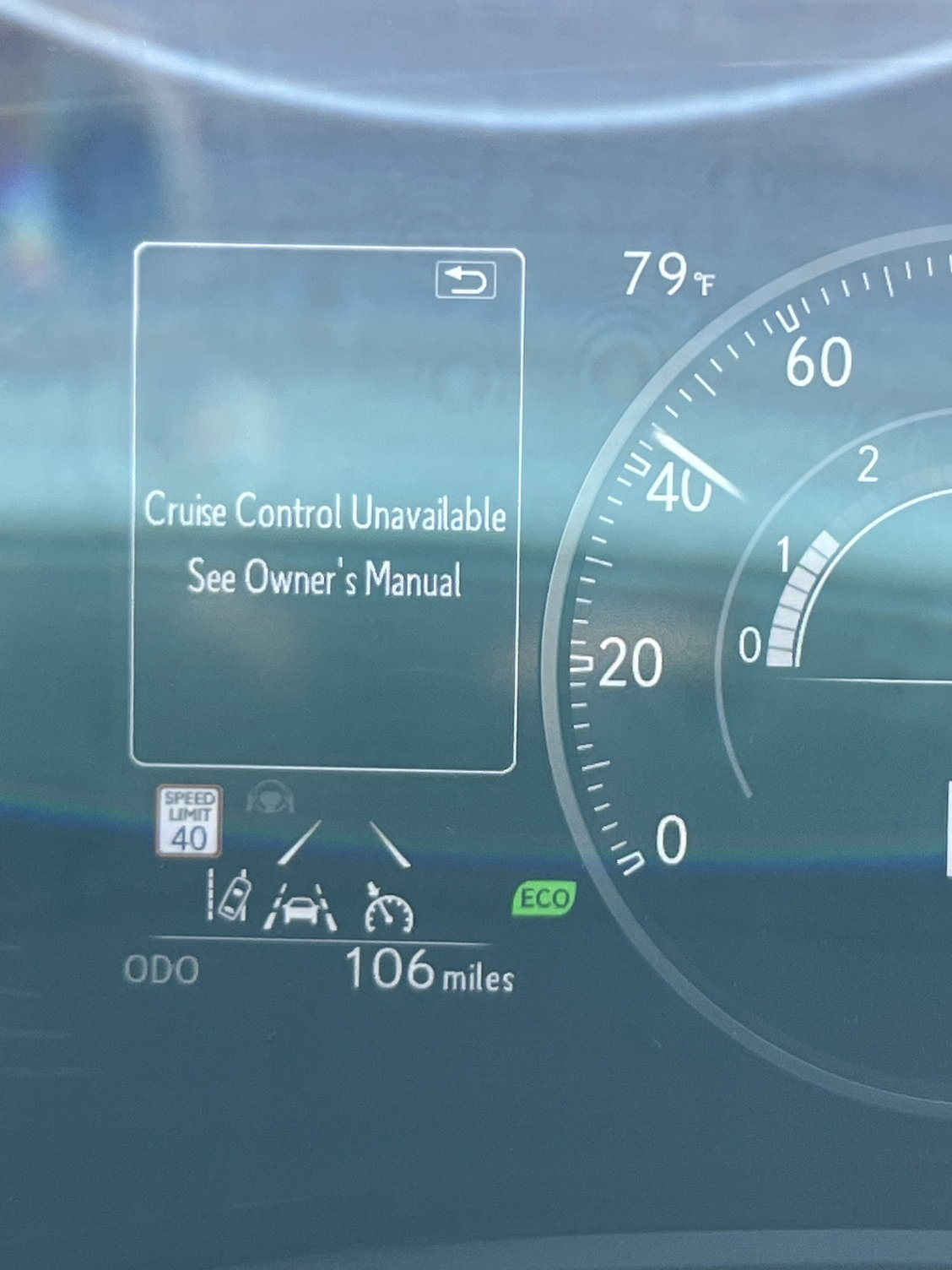 cruise control unavailable see owners manual toyota