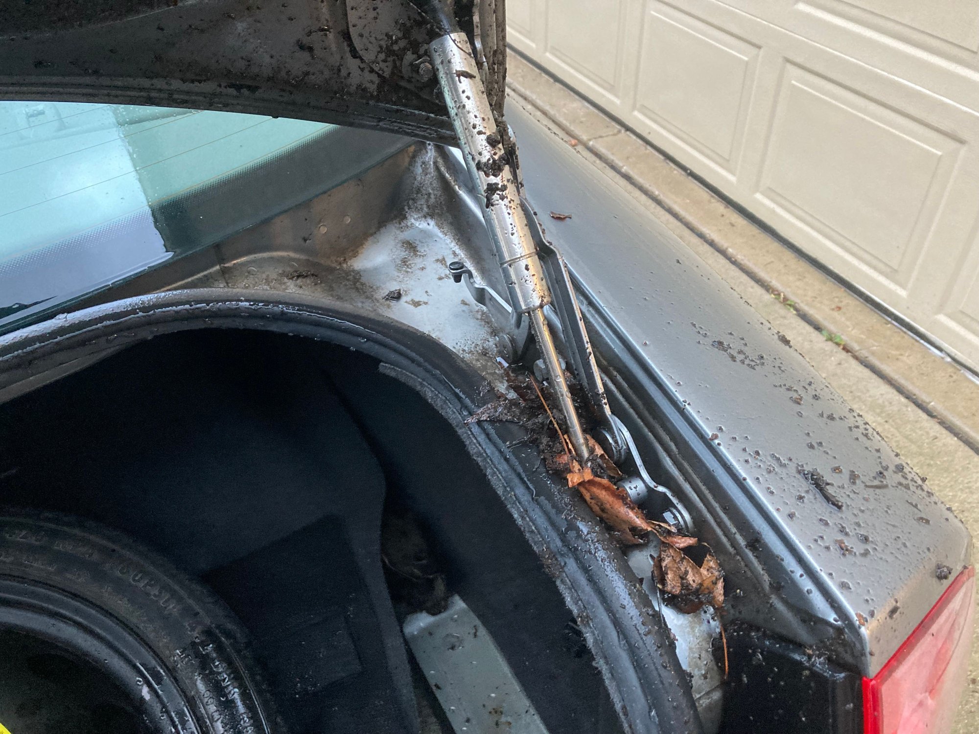 This is after I already hit the trunk lid channel a little. There was a crazy amount of stuff built up everywhere 