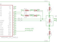 IEBus Controller using an Arduino Uno R3 with an ATMega8 running at 16Mhz.