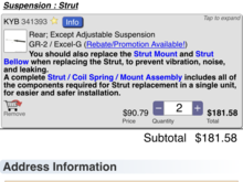 Rockauto KYB $90 each.  Lexus OEM sports suspension rear strut $294.00