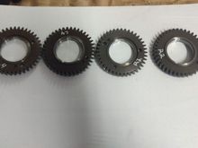 scissor gears notched to fit the Kelford Cams 207-T1. Small notches are just barely visible at the top, it took a brand new sharp carbide burr to cut the hard steel.