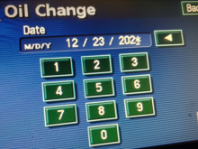 Oil change screen