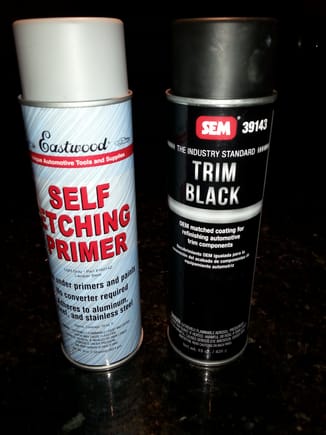 Purchased from Eastwood; Self-Etching Primer and Trim.Black. The SEM brand trim black #39143  is more matte than OEM glossy. Works well. Anyone suggest a glossier variant.?