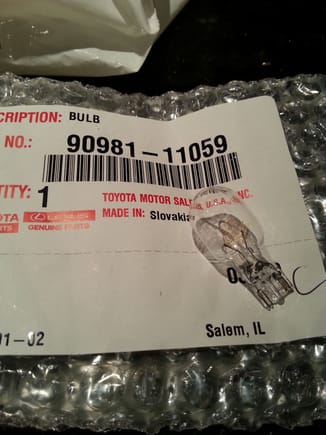 Purchased replacement bulbs from Lexus "Made In Slovakia"
