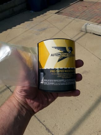 AUTOMOTIVE TOUCH-UP PAINT offers plastic barrier film with pressure sensitive tape for masking
