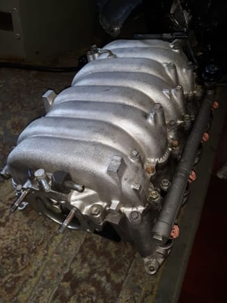 Super heavy Aluminum intake manifold from 1999 LS400. Soaks up an incredible amount of engine heat. Could almost fry an egg.