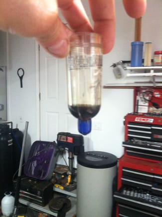 The oil collected via the PCV line after just 220 miles at 75 mph using a 1/4" restrictor.