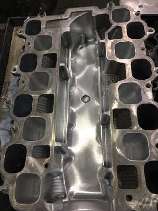 Another image of lower intake plenum taken at Extrude Hone facilities in Irwin, PA.