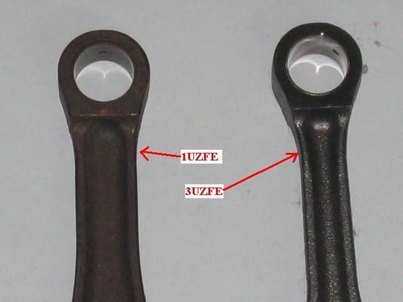 Early 1UZFE connecting rods can be substituted in place of 3UZ-FE.. 