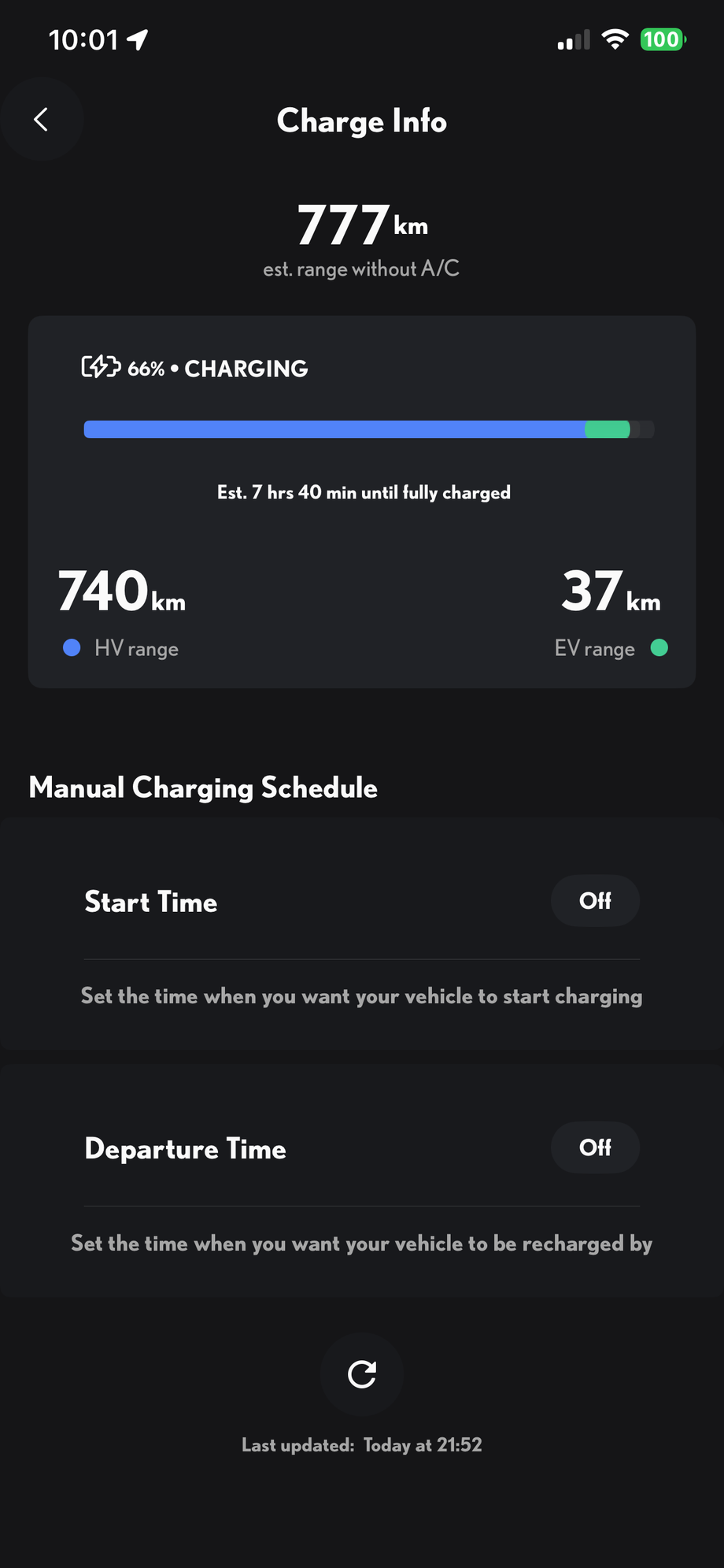 Go to Manual Charhing Schedule — Start Time. 