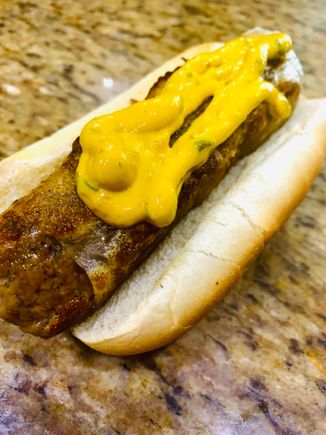 Homemade vegan brat. 