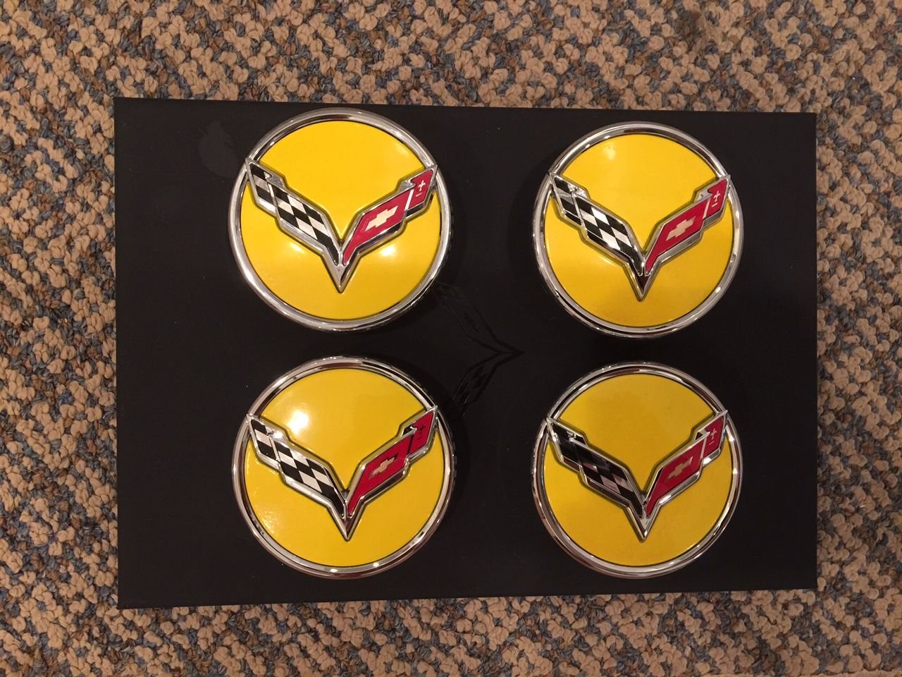 FS Set of 4 Custom Yellow Center Caps CorvetteForum Chevrolet