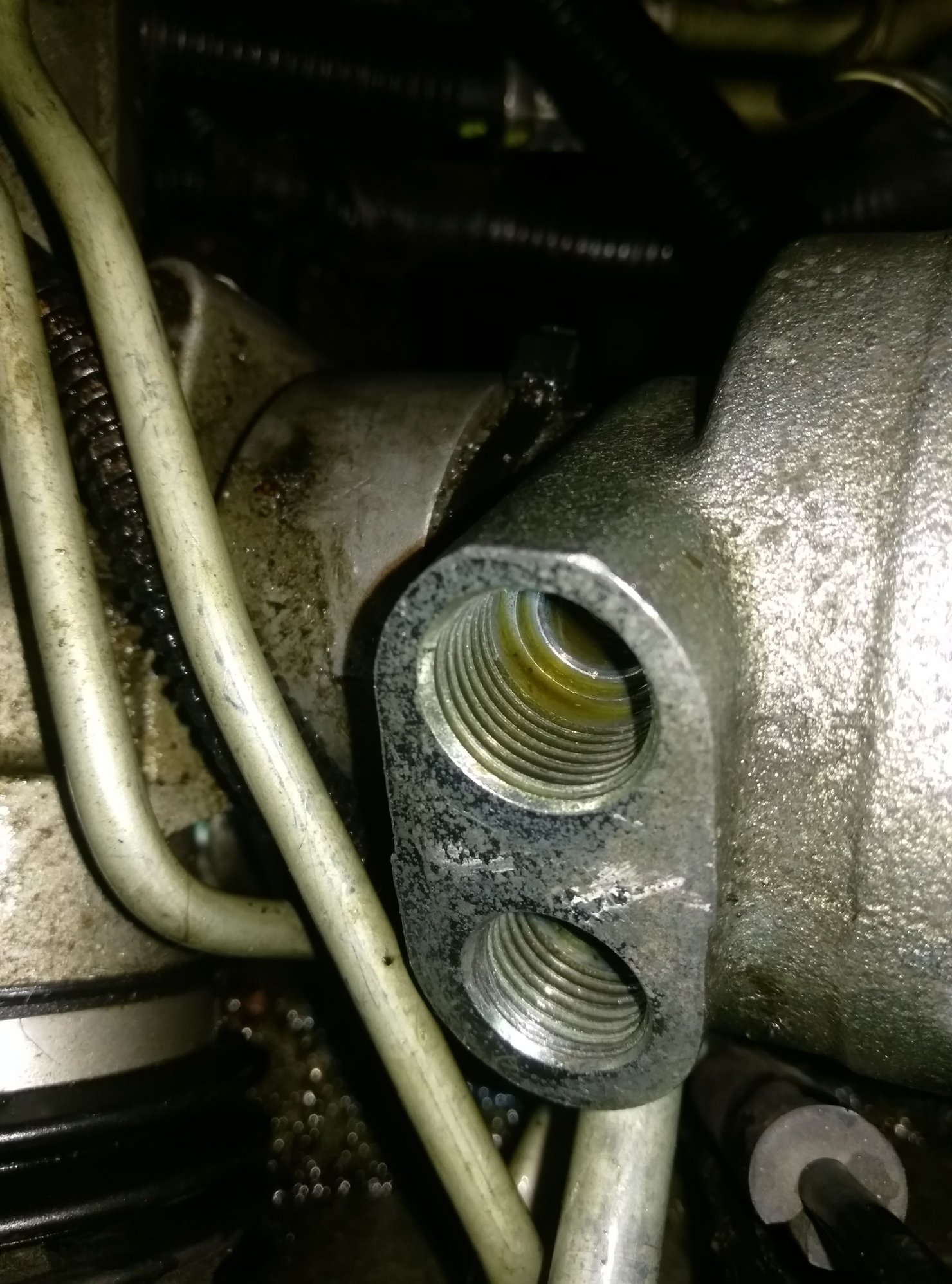 Z06 Power Steering Oil Cooler Hardline Fitting Cross Threaded