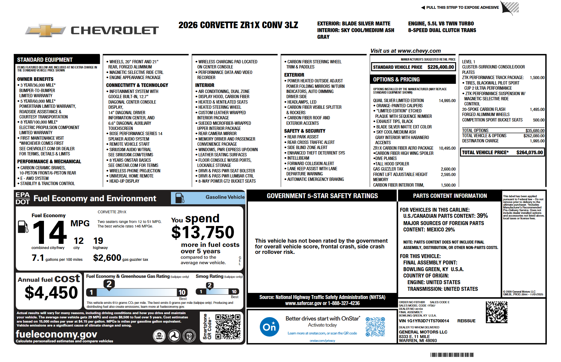ZR1X Quail Silver Limited Edition Window Sticker - CorvetteForum ...