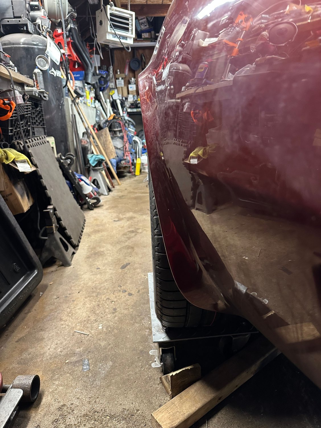 Driver side sits 1/2� inward from fender edge at sidewall 