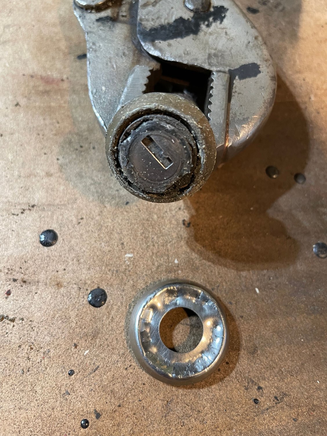 deformed top that can be tapped flat again with decent results I think