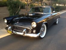 Wife's 55 T Bird. MSD Atomic EFI, 4 speed auto, AC, Borgeson Steering, PW, Ps, Pb equipped