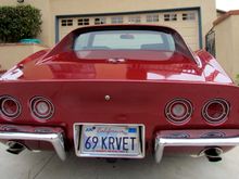 Rear view.  Only view a Mustang driver sees.