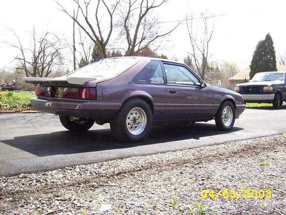 85 street strip stang,  my last race car,  was street legal  had custom flip flop cameleon paint with radial tires & full exhaust, ran 9.98 at 136. 347 stroker with  1 stage NOS.