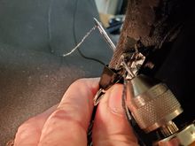 How did the top piece first. Hold in place with the double stick tape and then sew it in. It should never come out.