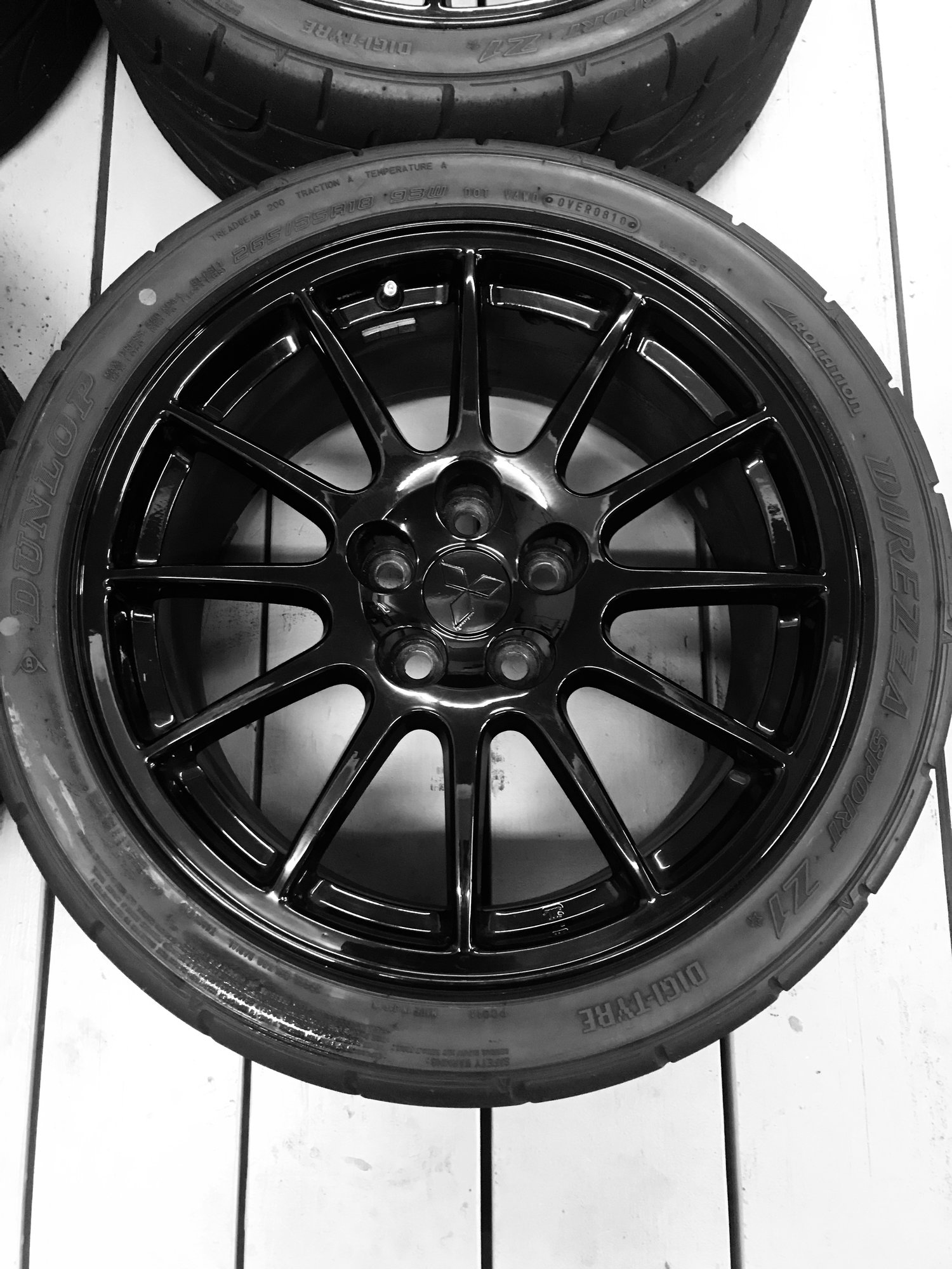 Wheels and Tires/Axles - EVO 10 GSR Wheels powder coated gloss black. With Dunlop 265/35-18 - Used - Omaha, NE 68117, United States