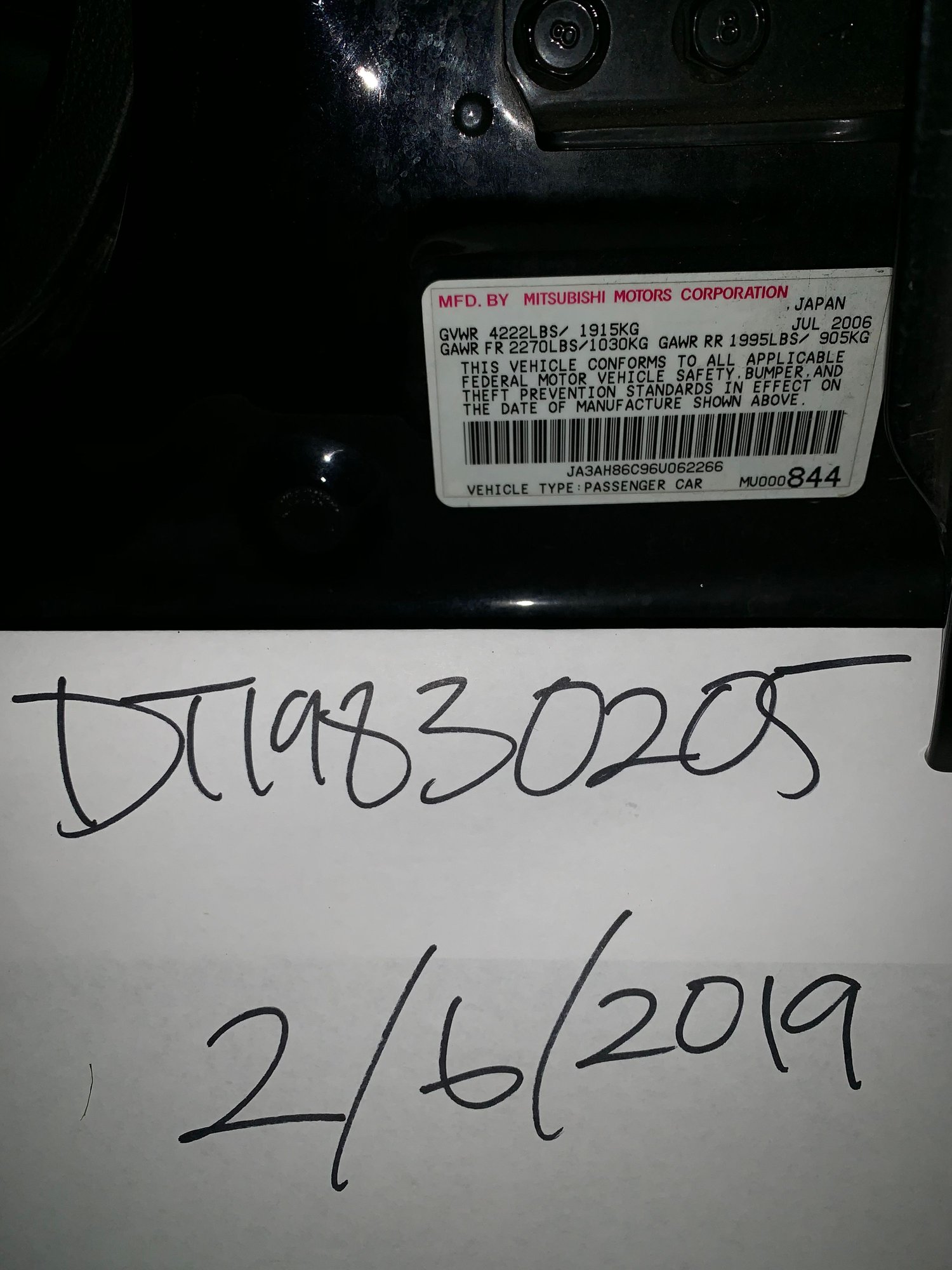 2006 Mitsubishi Lancer Evolution - 2006 mitsubishi evolution ix se - Used - VIN JA3AH86C96U0622 - 44,000 Miles - 4 cyl - AWD - Manual - Sedan - Black - Perris, CA 92571, United States