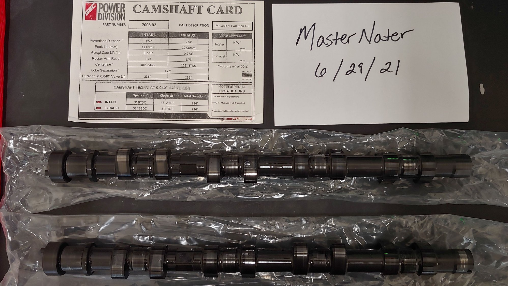 Engine - Internals - FS: GSC R2 Cams for Evo 8 - Used - 2003 to 2005 Mitsubishi Lancer Evolution - Tupelo, MS 38801, United States