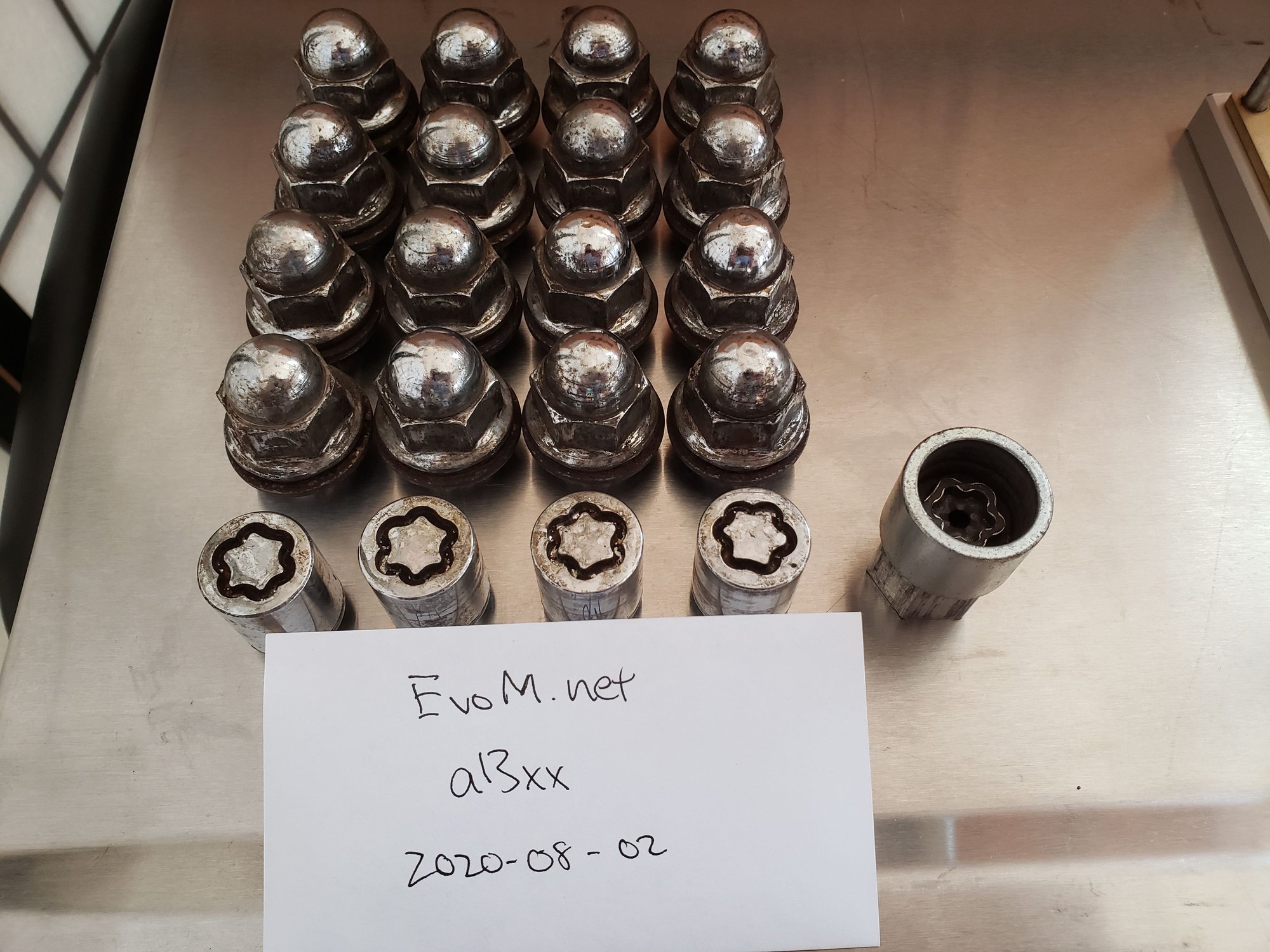Wheels and Tires/Axles - OEM Evolution IX Lug Nuts with Security Nuts and Key - Used - 2003 to 2006 Mitsubishi Lancer Evolution - San Francisco, CA 94123, United States