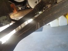 Self-clearancing by my 17x9.5 +38 wheel, before replacing the OEM bushings. 