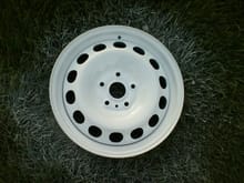wheels after...
rustomleum 2-in-1 primer and paint gloss white...4 coats later