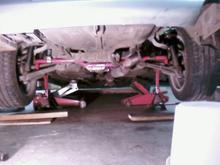 This is the completed install of my Perrin 25mm rear Swaybar, Stout Mounts/Whiteline Endlinks. Pretty fuzzy pic, my bad.