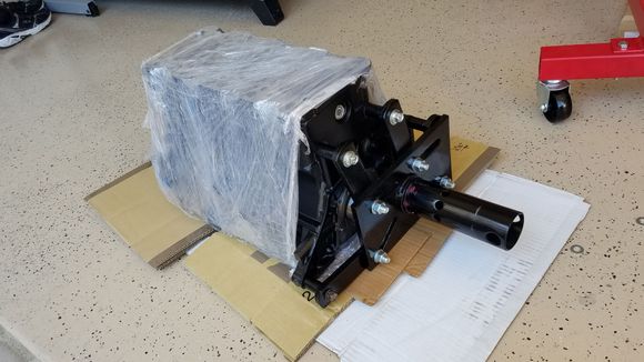 Getting ready to place it on the engine stand.  I kept it covered in plastic until it was off the floor.