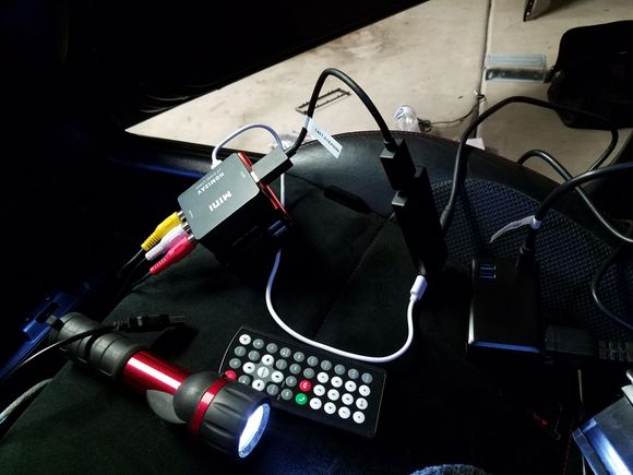 Making my connections for testing the new head unit with intel compute stick.