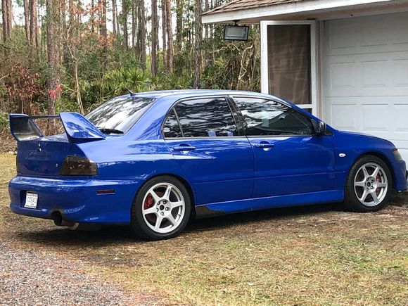 Evo pushed out of the garage to clean the engine