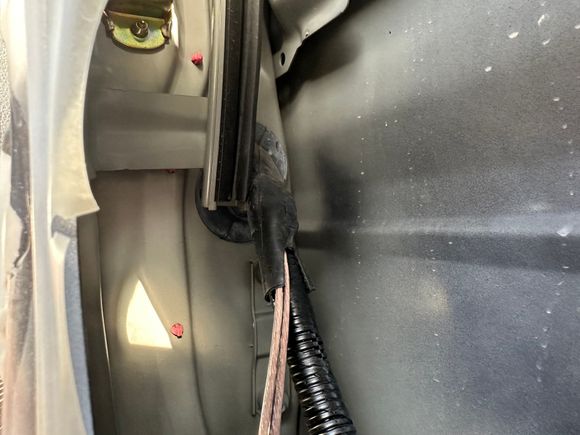 New speaker wire fished through factory grommet