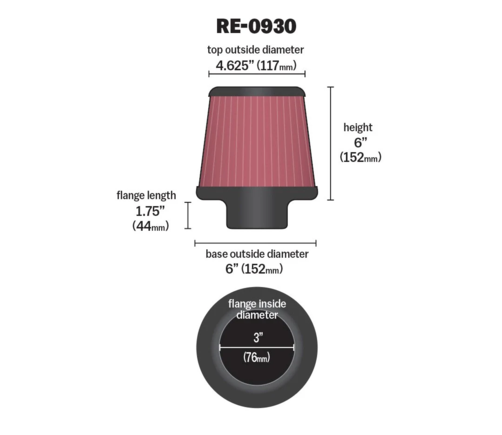 K&N RE-0930: FID=3", BOD=6", H=6"