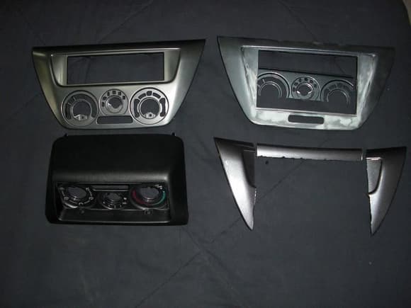 Upper left: Stock, Upper right: Modified dual din, Lower left: Modified HVAC controlls, Lower right: Second piece used for parts