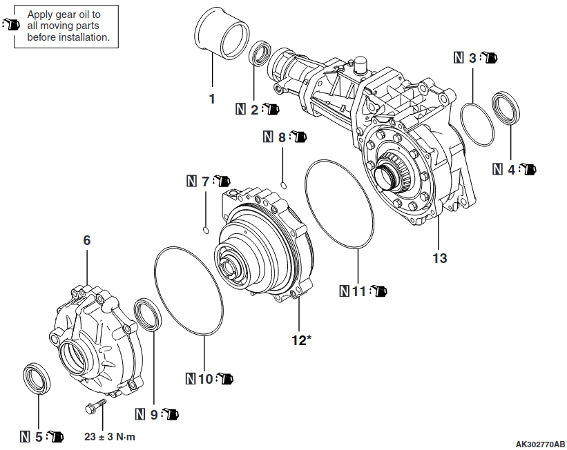 Transfer transmission oil mixed with gear oil, leaking through