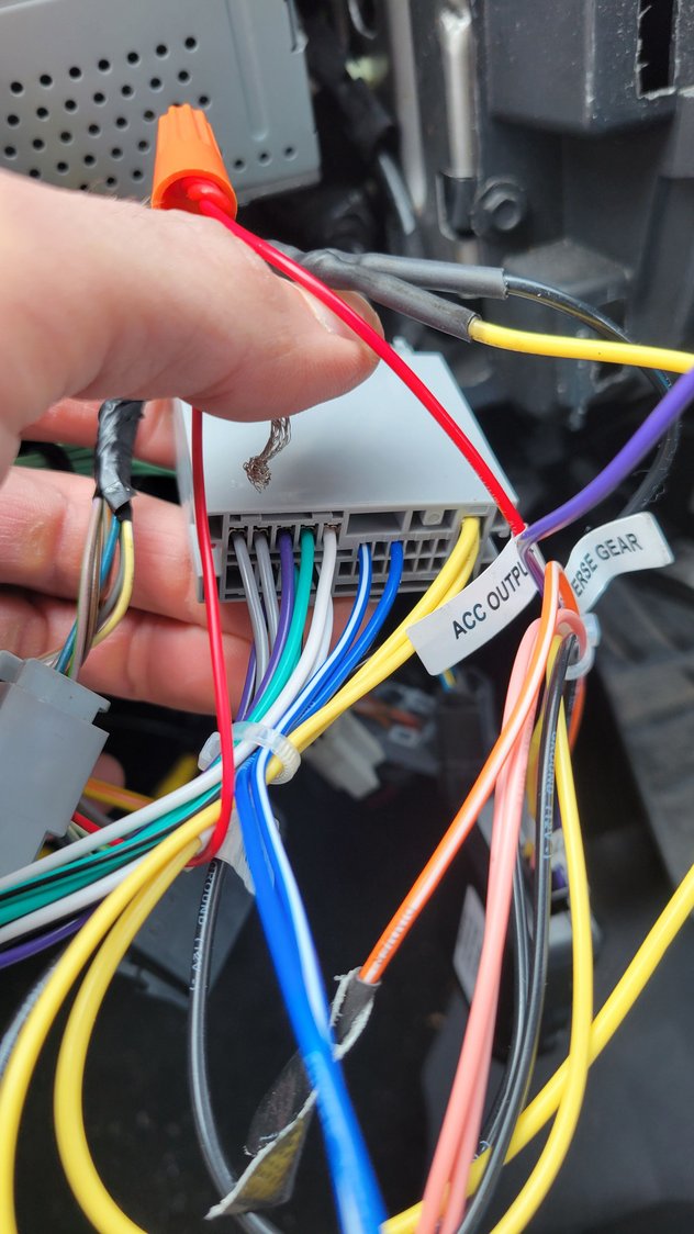 From the back of the Crux. No wire for the little yellow/green wire.