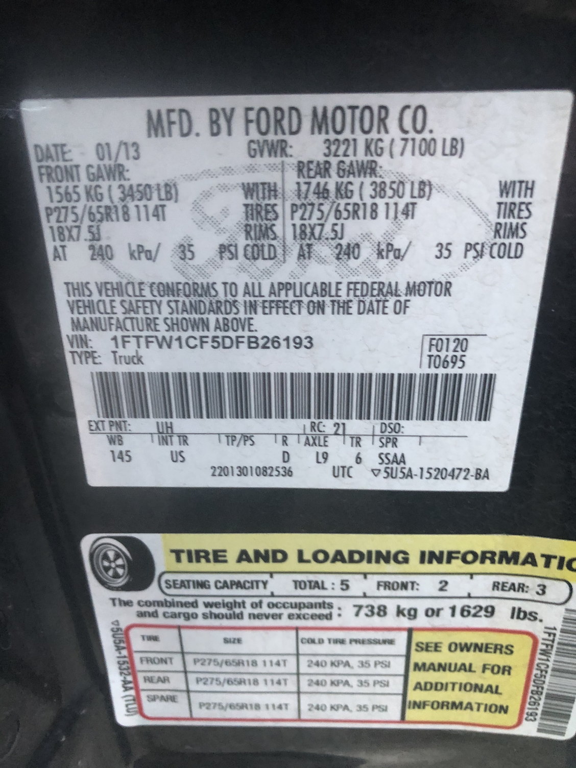 Ford F 150 Tire Size Chart